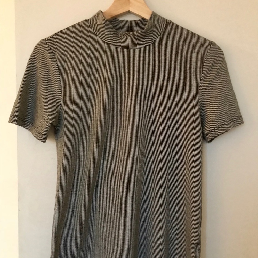 Zara pinstripe Mock Neck T-shirt